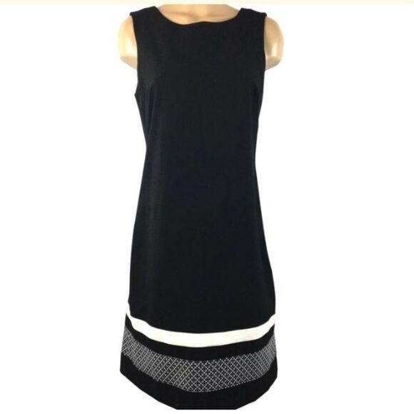 White House Black Market Geometric Hem Sleeveless Shift Dress 6 - Picture 2 of 8